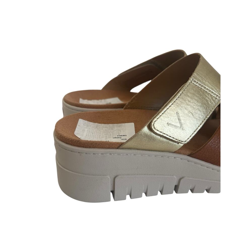 Vionic Uptown Sunset Sandal In Tan / Gold Metallic Leather Size 9 - Picture 7 of 13